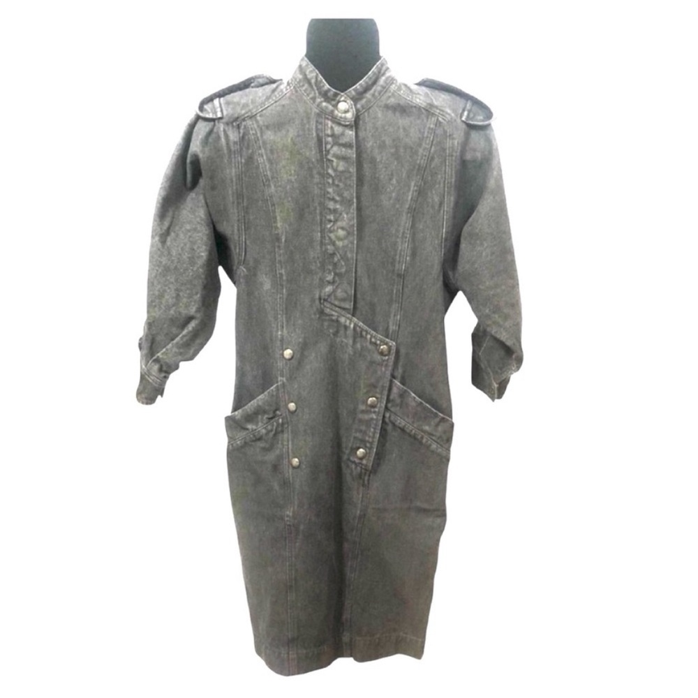 FENDI Vintage 142898 Gray Denim 1980s Dress The 24 Collection Size 40 IT ~ US 4